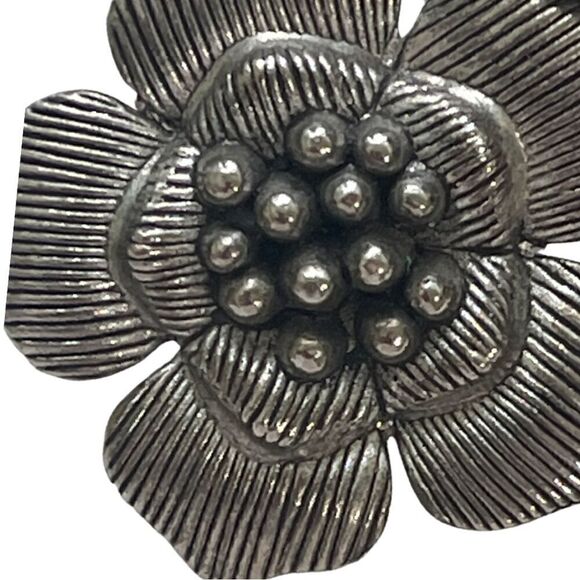 Silver-tone & Black Flowers Statement Bracelet - Picture 3 of 10